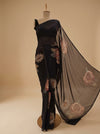 Black Georgette Saree With Unstitched Blouse