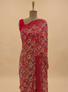 Coral Georgette Brasso Saree With Unstitched Blouse