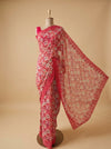 Coral Georgette Brasso Saree With Unstitched Blouse