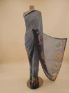 Grey Georgette Saree With Unstitched Blouse