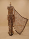 Chikoo Shimmer Saree With Unstitched Blouse