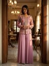 Mauve Crepe Readymade Sharara Set With Georgette Dupatta