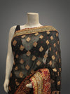 Black Georgette Embroidered Saree With Unstitched Blouse