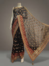 Black Georgette Embroidered Saree With Unstitched Blouse