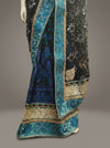 Black Lace Chiffon Embroidered Saree With Unstitched Blouse