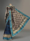 Black Lace Chiffon Embroidered Saree With Unstitched Blouse