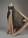Black Lace Chiffon Embroidered Saree With Unstitched Blouse