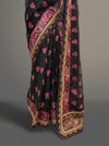 Black Chiffon Embroidered Saree With Unstitched Blouse