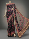 Black Chiffon Embroidered Saree With Unstitched Blouse