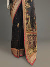 Black Chiffon Embroidered Saree With Unstitched Blouse