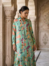 Sea Green Crepe Readymade Sharara Set With Chiffon Dupatta