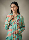 Sea Green Crepe Readymade Sharara Set With Chiffon Dupatta