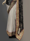 Black Lace Jacquard Crepe Embroidered Saree With Unstitched Blouse