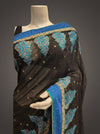 Black Georgette Embroidered Saree With Unstitched Blouse