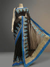Black Georgette Embroidered Saree With Unstitched Blouse
