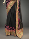 Black Chiffon Embroidered Saree With Unstitched Blouse