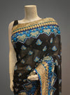 Black Georgette Embroidered Saree With Unstitched Blouse
