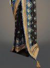 Black Georgette Embroidered Saree With Unstitched Blouse
