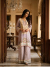 Mauve Crepe Readymade Suit Set With Plazzo