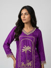 Magenta Crepe Readymade Suit Set With Plazzo