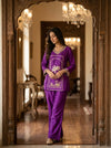 Magenta Crepe Readymade Suit Set With Plazzo