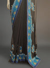 Black Chiffon Embroidered Saree With Unstitched Blouse