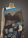 Black Chiffon Embroidered Saree With Unstitched Blouse