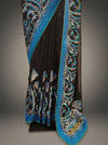 Black Chiffon Embroidered Saree With Unstitched Blouse