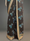 Black Chiffon Embroidered Saree With Unstitched Blouse