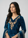 Peacock Velvet Readymade Sharara Set With Velvet Dupatta
