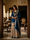 Peacock Velvet Readymade Sharara Set With Velvet Dupatta