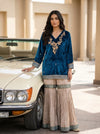 Peacock Velvet Readymade Sharara Set With Velvet Dupatta