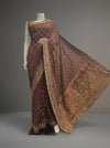 Black Maroon Crepe Embroidered Saree With Unstitched Blouse