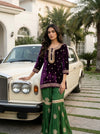 Garnet Velvet Readymade Sharara Set With Velvet Dupatta