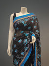Black Georgette Embroidered Saree With Unstitched Blouse