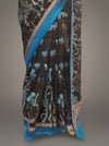 Black Georgette Embroidered Saree With Unstitched Blouse