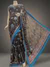 Black Georgette Embroidered Saree With Unstitched Blouse