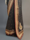 Black Crepe Embroidered Saree With Unstitched Blouse
