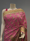 Gajari Crepe Embroidered Saree With Unstitched Blouse