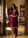 Maroon Velvet Readymade Suit Set With Velvet Dupatta