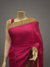 Rani Peach Jacquard Khaddi Embroidered Saree With Unstitched Blouse
