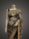 Black Lace Georgette Embroidered Saree With Unstitched Blouse