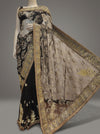 Black Lace Georgette Embroidered Saree With Unstitched Blouse