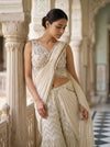 Off White Georgette Readymade Sharara Set With Georgette Dupatta