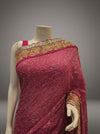 Mouvish Gajari Georgette Embroidered Saree With Unstitched Blouse