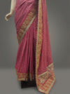 Mouvish Gajari Georgette Embroidered Saree With Unstitched Blouse