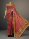 Mouvish Gajari Georgette Embroidered Saree With Unstitched Blouse