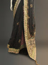 Black Georgette Embroidered Saree With Unstitched Blouse