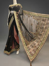 Black Georgette Embroidered Saree With Unstitched Blouse