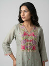 Olive Crepe Readymade Suit Set With Palazzo